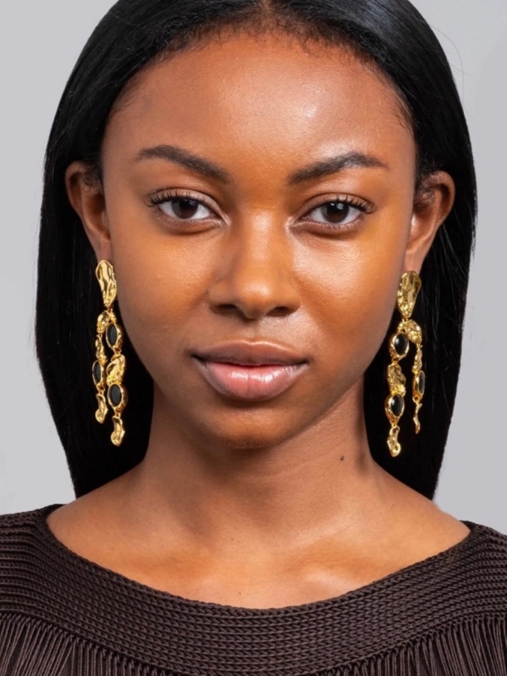 Alexis Bittar Brut Onyx Coin Chandelier Earrings